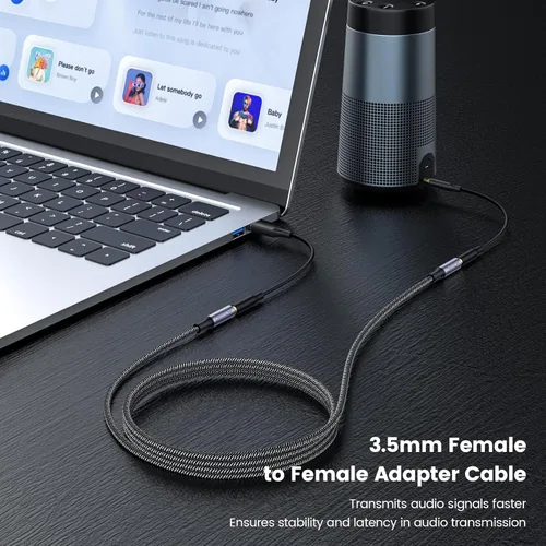 Miniatura 3 de MOSWAG TRRS - Conector auxiliar hembra a hembra de 0.138 in, adaptador de enchufe estéreo de 4 polos, cable de extensión de audio para portátiles