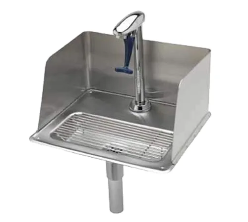 T&S Brass B-1235 Llenador de vidrio de pedestal de la estación de agua Llenador de vidrio de la bandeja del goteo con protector contra salpicaduras