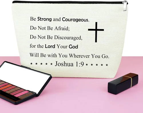 Miniatura 6 de Mxrymvu Regalos cristianos para mujer bolsa de maquillaje, Josué 1:9