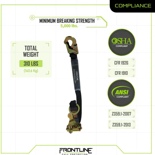 Miniatura 5 de FRONTLINE FALL PROTECTION RGSS58ES - Cuerda de agarre de 5/8 pulgadas con cordón de 3 pies Cumple con OSHA y ANSI Cordón de gancho a presión