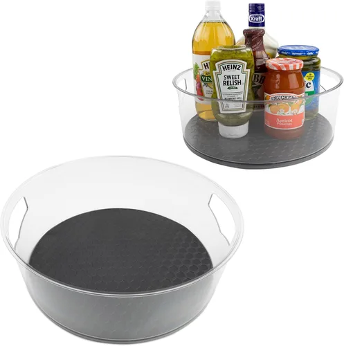 Miniatura 7 de Spectrum Organizador giratorio dividido de 11 pulgadas, gris carbón, organizador de almacenamiento Lazy Susan, 3 divisores giratorios Lazy Susan