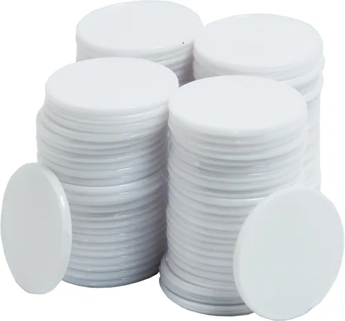 Miniatura 18 de Smartdealspro 100 unidades de 1.260 in/1.26 pulgadas de plástico opaco de aprendizaje de discos, mini fichas de juego de fichas de póquer con caja