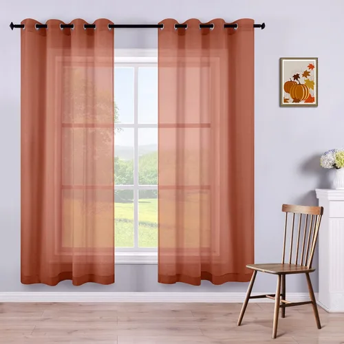 Miniatura 27 de KOUFALL Cortinas traslúcidas de 120 pulgadas de 2 paneles con ojales, juego extra largo de 10 pies de largo, cortinas altas para ventana grande, 52