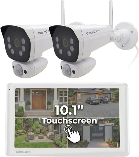 Miniatura 10 de CasaCam Sistema de cámara de seguridad inalámbrica Monitor de pantalla táctil de 10.1 pulgadas, 4 cámaras de reflector 2K Interior/exterior, sin