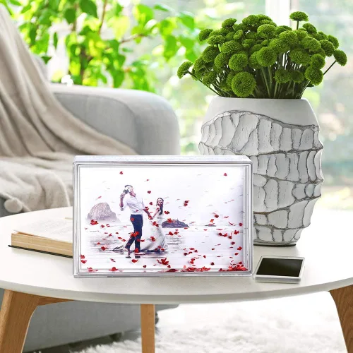 Miniatura 5 de Marco de fotos con purpurina líquida para mejores amigos, acrílico, flotante, agua, globo de nieve, marco de fotos, lindo regalo personalizado