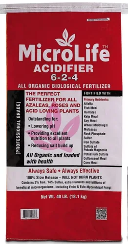 MicroLife Acidificador 6-2-4, 40 libras, el fertilizante perfecto para todas las azaleas, rosas, arándanos, camelias y plantas amantes del ácido que