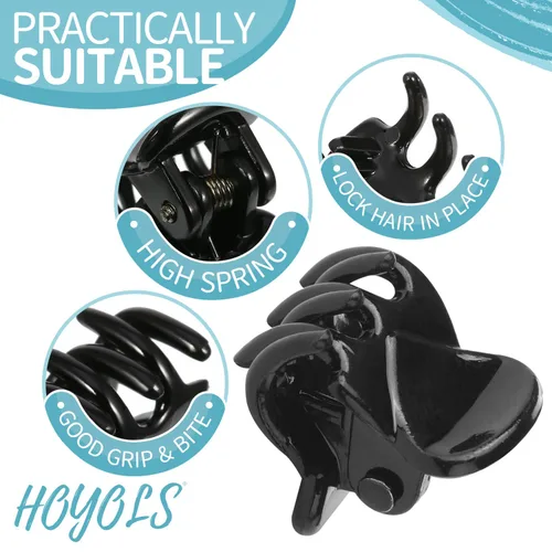 Miniatura 3 de Hoyols 48 mini pinzas para el cabello, pinzas pequeñas para mujeres y niñas, surtido de pinzas de plástico para mujeres y niñas, color negro, blanco