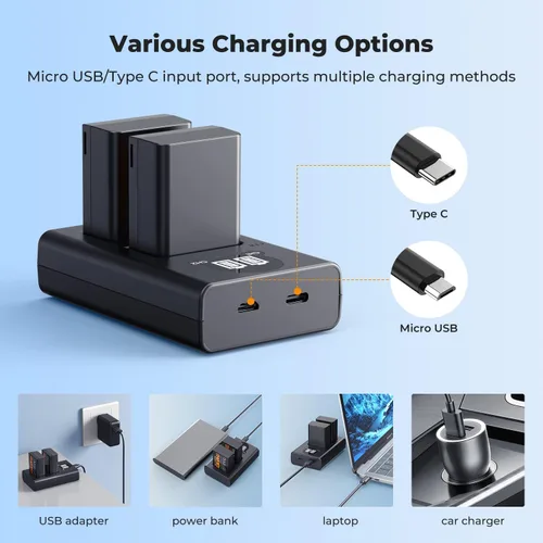 Miniatura 6 de K&F CONCEPT Batería EN-EL25 de 1600 mAh 2 unidades EN-EL25A y cargador de batería LCD dual para Nikon Z50II, Z50, Z30, Z FC Camera MH-32 Cargador
