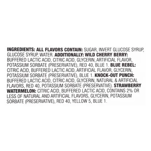 Miniatura 9 de Juicy Drop Paletas de caramelo ácido, 9 unidades de paletas dulces con gel agrio en varios sabores afrutados, tamaño completo, paquete variado