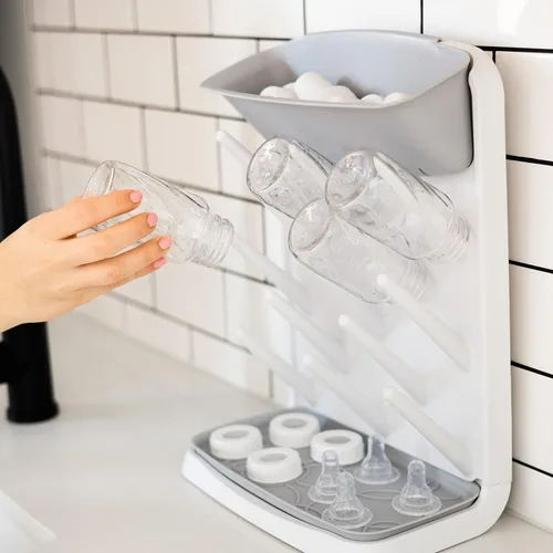 Miniatura 7 de Ubbi Estante de secado vertical de botellas, cepillo para botellas y tapete de secado de microfibra, artículos esenciales para bebés recién nacidos