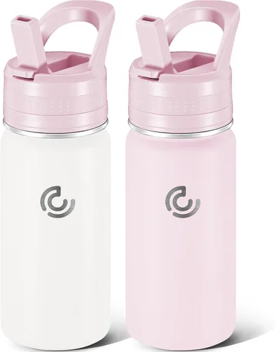 Miniatura 24 de 14 Oz Kids Water Bottle, Stainless Steel Water Bottle with Straws, Leak-Proof, BPA-Free, Insulated Water Bottles for School Boys & Girls Black