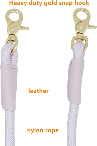 Miniatura 5 de Correa de perro de cuerda de nailon de 5 pies con soporte para bolsa de excrementos, correa de perro resistente a presión, correa de cuerda de mango