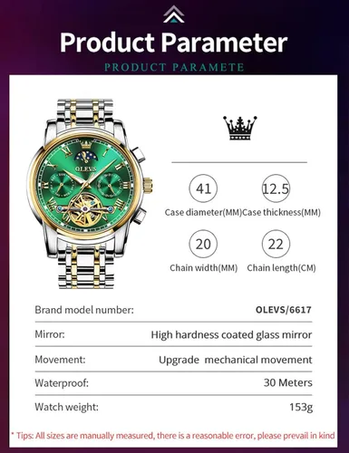 Miniatura 7 de OLEVS Relojes automáticos de cuerda automática para hombre, fecha y día, calendario, relojes de acero inoxidable, movimiento de esqueleto