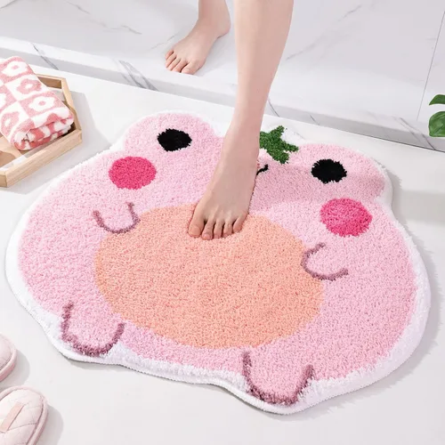 Miniatura 12 de Panstar Tapete de baño de leopardo para baño, tapete de baño de dibujos animados de leopardo marrón, antideslizante, absorbente en forma de animal