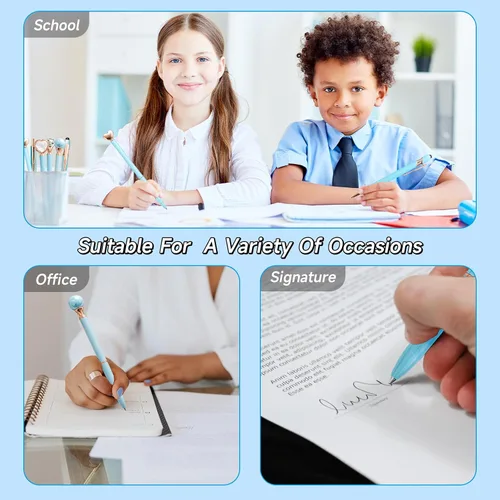 Miniatura 6 de YOXMJDB Bolígrafos elegantes para mujer, 6 piezas de bonitos bolígrafos azules de punta redonda, bolígrafo de tinta negra de 1.0 mm de punta media