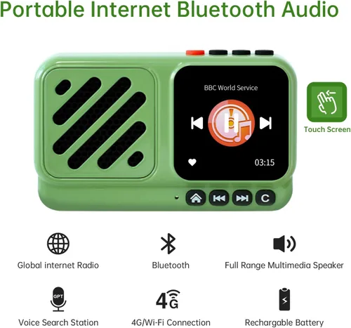 Miniatura 2 de Choyong Voyager - Altavoz Bluetooth inalámbrico por Internet con WIFI/4G, estación de radio mundial, BT5.3, electrónica para el hogar, viajes