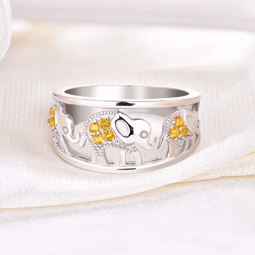 Miniatura 4 de JO WISDOM Anillo de elefante de plata de ley 925 con circonita cúbica