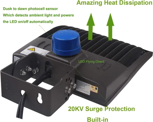 Miniatura 4 de Luces LED de poste de estacionamiento de 100 W, sensor de fotocélula del atardecer al amanecer, protección contra sobretensiones integrada, 1-10 V