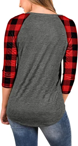 Miniatura 3 de Infitty- Camiseta de manga 34, estilo raglán, béisbol, con estampado a rayas tipo túnica, para mujer