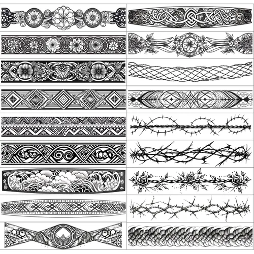 GLARYYEARS Tatuaje Temporal de Banda para el Brazo - Paquete de 18 Tamaño Súper Largo, Tatuajes Falsos Realistas y Bohemios Estilo Polinesio Maorí,