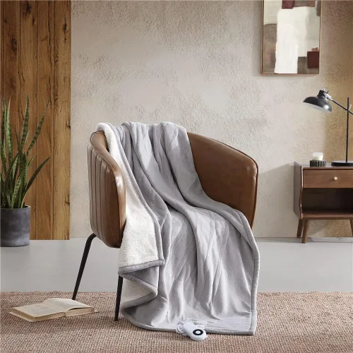 Miniatura 6 de Manta térmica suave con calor, ropa de cama súper suave y afelpada con reverso de sherpa, decoración cálida del hogar para cama o sofá (caqui, manta)