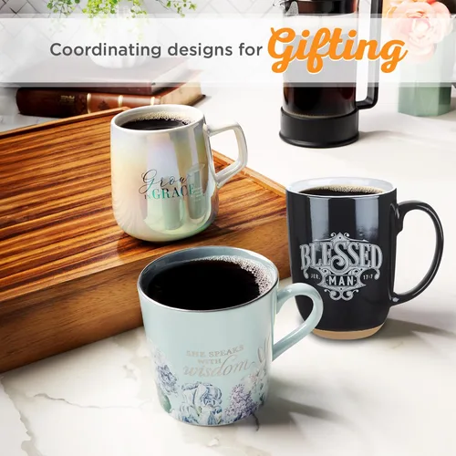 Miniatura 6 de Taza de café Christian Art Gifts: Hombre Bendito - Jeremías 17:7 Escritura inspiradora, 15 oz, Negro