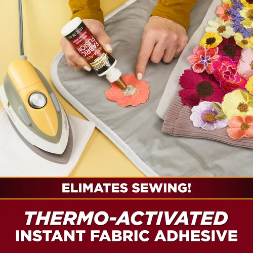 Miniatura 4 de Aleene's Fabric Fusion Insta-Fuse - Pegamento permanente para tela termoactivado, tiempo de secado instantáneo, ideal para arreglos rápidos de moda