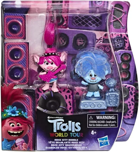 Miniatura 2 de DreamWorks Trolls World Tour Rock City Bobble con 2 figuras, 1 con base Bobble Action Plus, juguete inspirado en The Movie Trolls World Tour