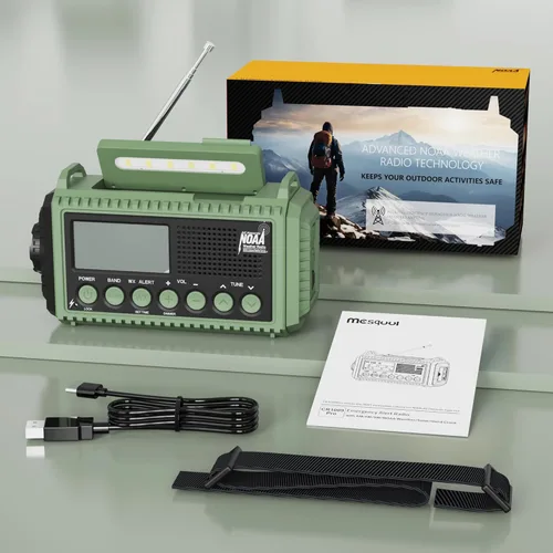 Miniatura 8 de Radio de Emergencia 12000, Radio Meteorológica NOAA con AM/FM/NOAA/SW, Radio Operada por Batería SOS, Radio de Emergencia de Manivela Manual con 5