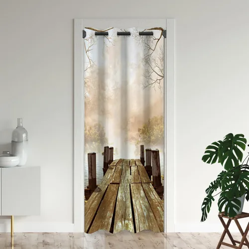 Miniatura 13 de Cortinas de puerta de África para puertas, anochecer paisajes naturales, árboles, temporadas, horizonte, jirafas, cortina opaca para armario