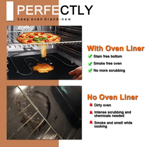 Miniatura 5 de Revestimientos para horno para la parte inferior del horno, paquete de 5 tapetes grandes y resistentes, 17 x 25 pulgadas, antiadherentes