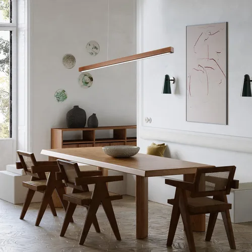 Miniatura 8 de YISDESIGN Lámparas colgantes lineales de madera de 47 pulgadas, modernas, LED, 36 W, regulables, iluminación colgante de techo, luces colgantes, Za.