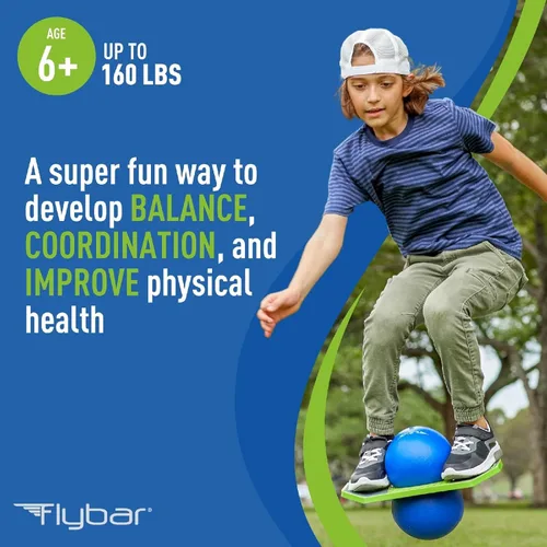 Miniatura 6 de Flybar Pogo - Pelota de truco para niños, tabla de rebote de equilibrio con cubierta antideslizante, bomba incluida, juguetes para interiores y Dino