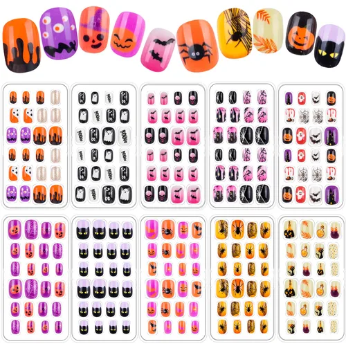 Miniatura 16 de 240 piezas de uñas postizas para niñas, uñas artificiales para niñas, uñas postizas de presión para niñas, uñas de acrílico de cubierta completa