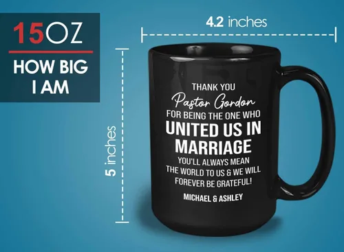 Miniatura 6 de Bubble Hugs Taza de café oficial de boda de 15 onzas, color negro, personalizada, Estados Unidos en matrimonio, divertida propuesta oficiante