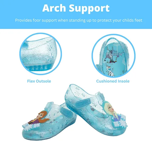 Miniatura 3 de Disney Frozen Elsa Minnie Mouse - Sandalias de gelatina para niñas zapatos planos Mary Jane para niños disfraz de princesa de personaje de bebé