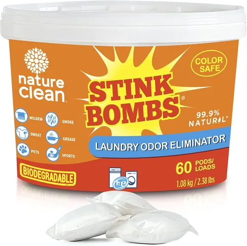 Nature Clean Stink Bombs - Cápsulas eliminadoras de olores para ropa, elimina mascotas, sudor, grasa, moho y olores deportivos, desodorante de