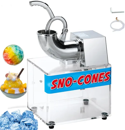 SNICE Máquina de copo de nieve Máquina de hielo afeitado Caja de almacenamiento grande de acrílico Máquinas de cono de nieve SS Cuchillas ETL