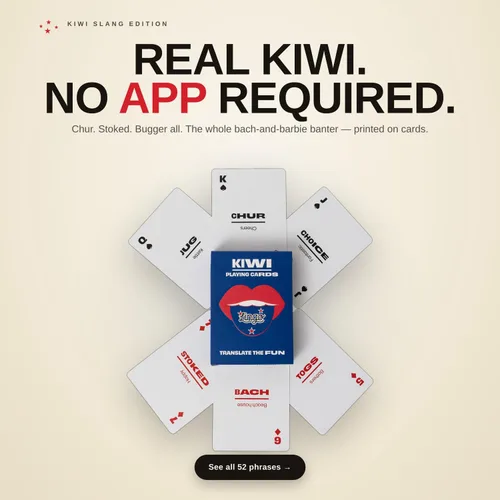 Miniatura 6 de Lingo Kiwi (Nueva Zelanda) - Juego de cartas de jerga 52 expresiones y frases divertidas de Nueva Zelanda Divertido juego de cartas regalo