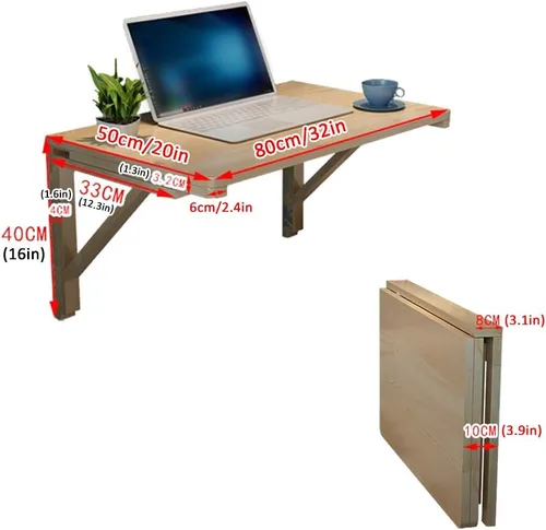 Miniatura 2 de Mesa de comedor flotante de madera de pino maciza, mesa de comedor plegable, mesa de estudio multifunción, 14 tamaños, para banco de trabajo