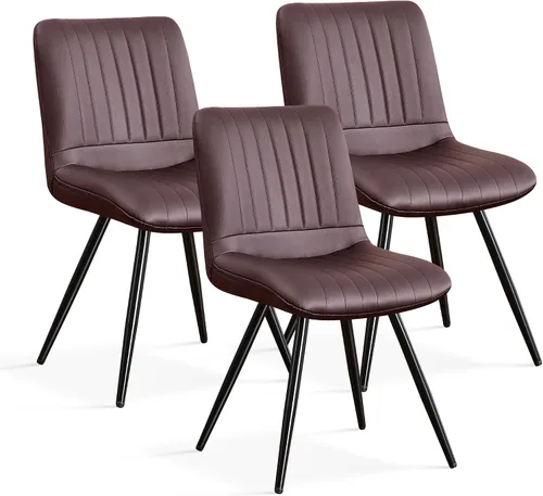 Miniatura 42 de Sillas de comedor, modernas sillas de comedor con cojines gruesos, sillas tapizadas de piel sintética para cocina, comedor con patas de metal
