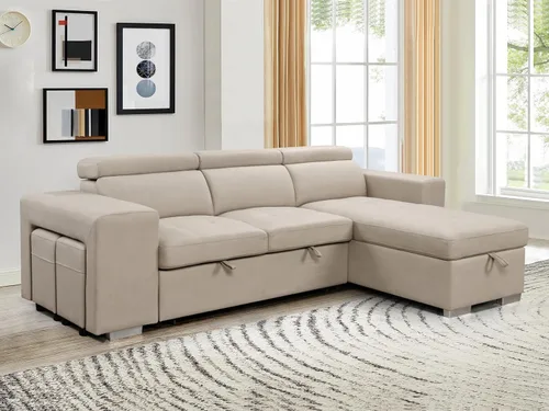 THSUPER Sofá seccional reclinable de microfibra de 102 pulgadas en forma de L con cama extraíble y chaise de almacenamiento, sofás convertibles con
