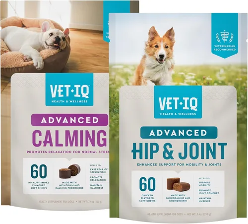 Miniatura 14 de VetIQ Suplemento de glucosamina para cadera y articulaciones para perros, 60 masticables suaves, suplemento de apoyo articular con MSM y krill