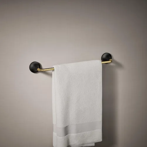 Miniatura 2 de Kohler 27425-BMB Tone™ Toallero de 18 pulgadas, negro mate con latón cepillado moderno Negro mate con latón moderno