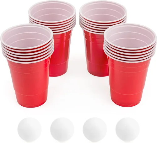 Miniatura 3 de Juego de Beer Pong: 24 tazas reutilizables y 4 bolas de pong duraderas Juego de fiesta #1 de Estados Unidos, eventos al aire libre y regalos