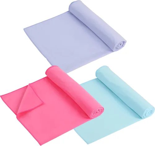 Miniatura 9 de Breling Paquete de 3 toallas de 26 x 73 pulgadas para esterilla de yoga caliente, antideslizante, para gimnasio, absorbente de sudor, toalla
