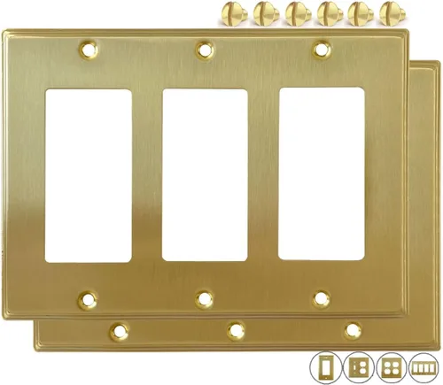Miniatura 12 de Rio Salto BRASS - Placa de pared moderna de metal dorado para interruptor de luz o cubierta de enchufe, placa de pared para receptáculo individual