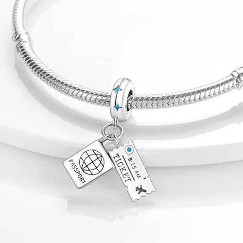 Miniatura 150 de MULA - Dijes de plata de ley 925 para pulseras y collares, colgantes de letras para la familia, cuentas de viaje en avión, dijes de árbol