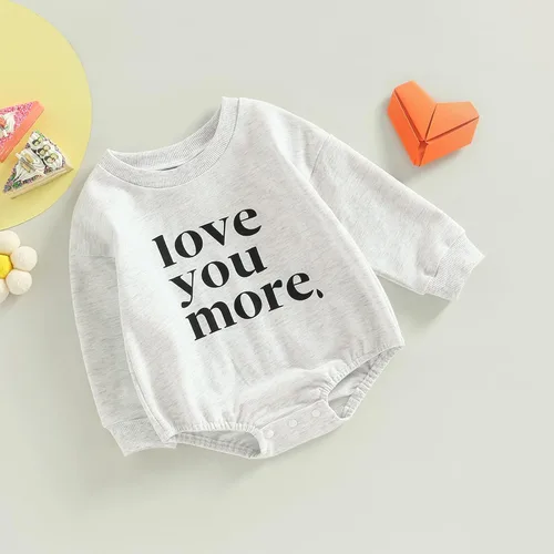 Miniatura 10 de Enterizo de manga larga con estampado de letras para bebés, niñas y niños