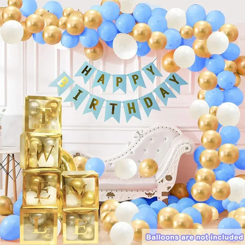 Miniatura 4 de Cajas de bebé con letras, 6 cajas de globos transparentes con 78 letras y números, cajas transparentes con nombres para baby shower, cumpleaños